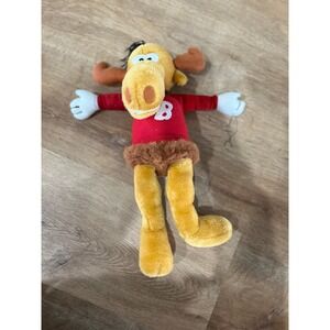 Vintage Bullwinkle J Moose Plush Stuffed Animal Red Sweater Jay Ward 12 Inch